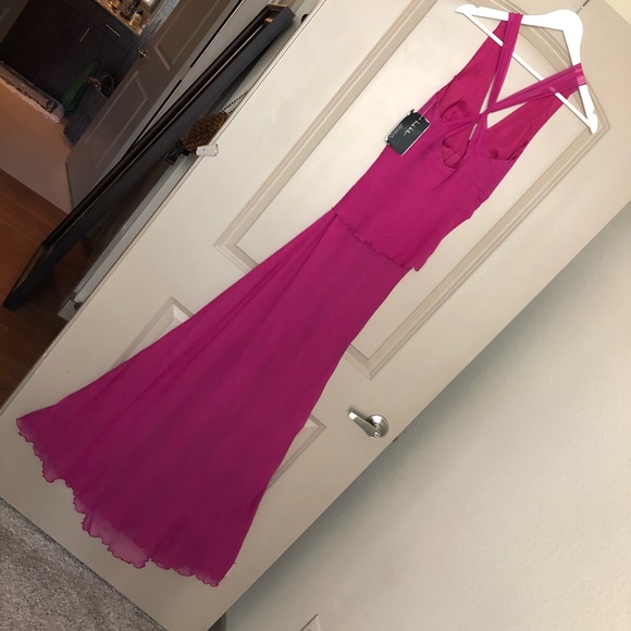 NWT Nicole Miller Pink Maxi Cocktail Evening Gown - Picture 6 of 8